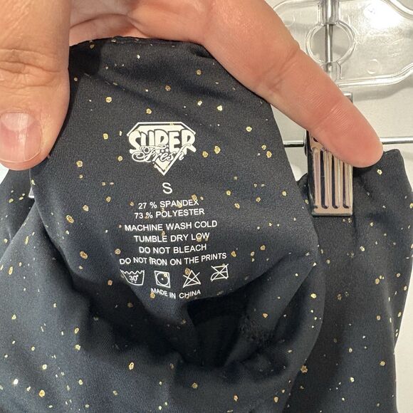 Super Fresh Women’s Leggings Black Gold Pink Lightening Bolt Small Workout Gym - Picture 11 of 12